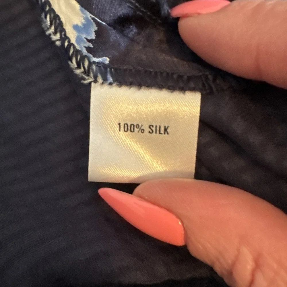 Vintage Silk Skirt Austin Reed Blue White Faux Wrap Boho Fairy 100% Silk Size 10